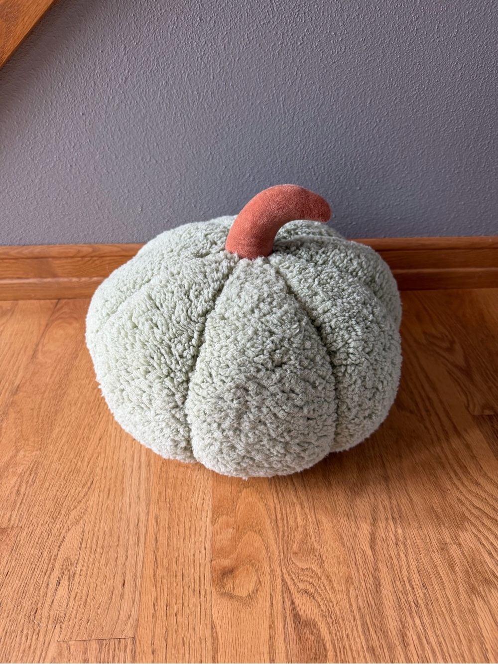 12” Plush Sherpa Pumpkin Pillow with Rust Stem